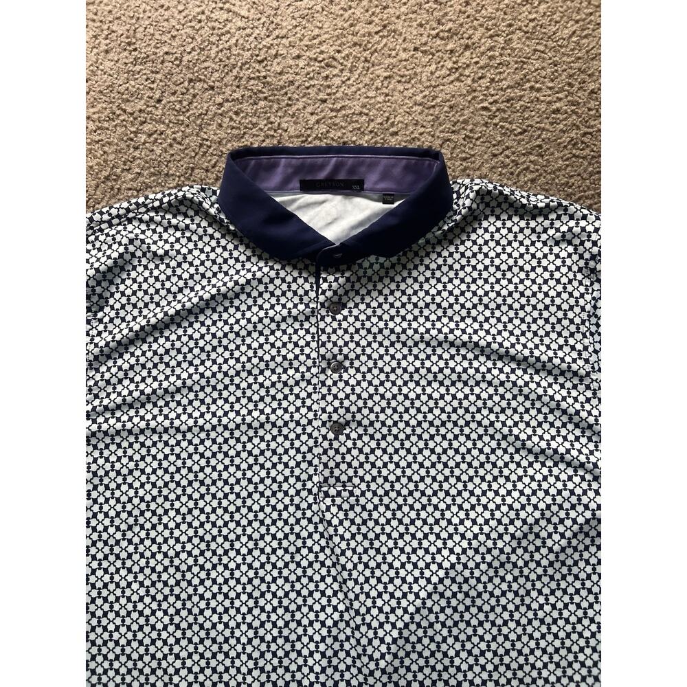 Greyson Golf Performance Polo Mens XXL Navy Light Blue Geometric Wolf Polo Shirt